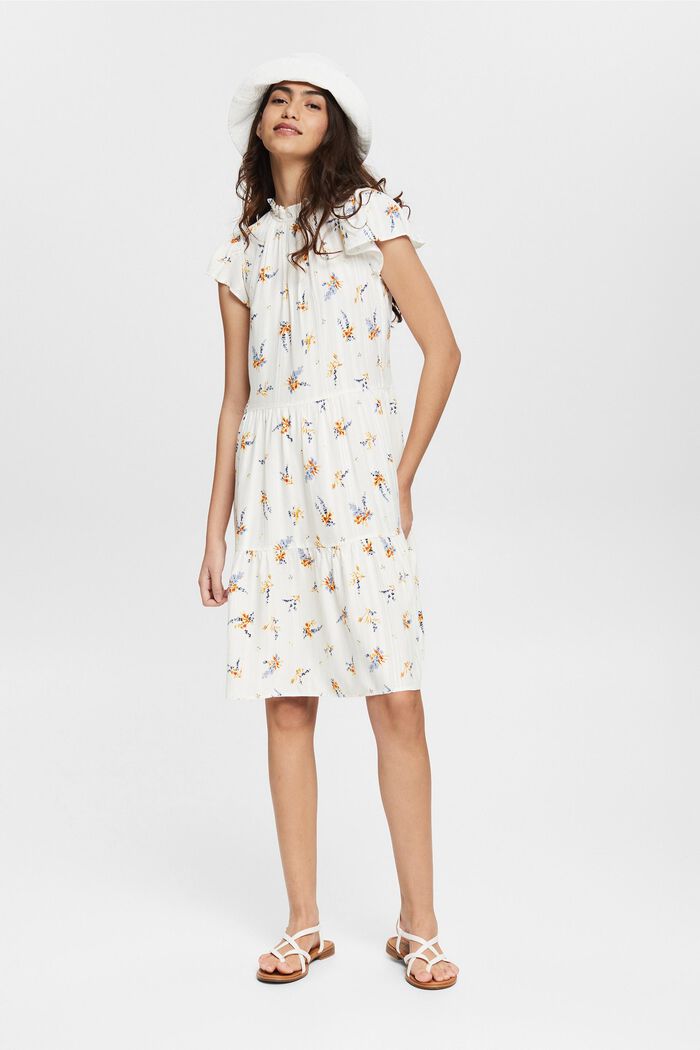 Blommönstrad klänning, LENZING™ ECOVERO™, OFF WHITE, detail image number 1