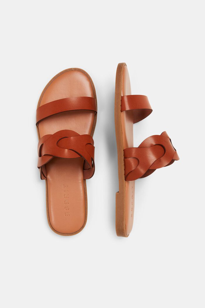 Flätade slip-in sandaler i veganskt läder, CARAMEL, detail image number 5