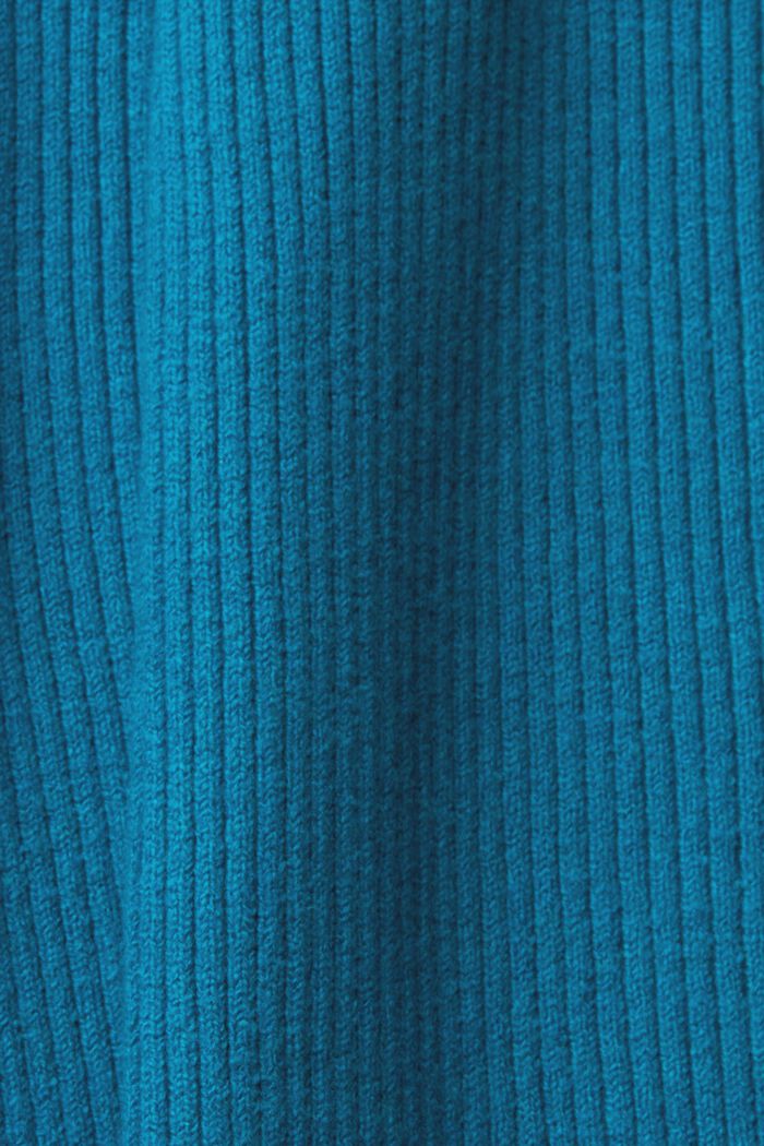 Ribbstickad byxa i ullmix, TEAL BLUE, detail image number 6