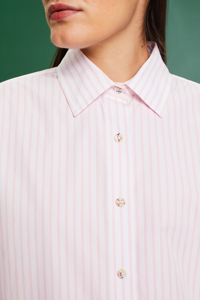 Randig skjorta i poplin, PASTEL PINK, detail image number 3