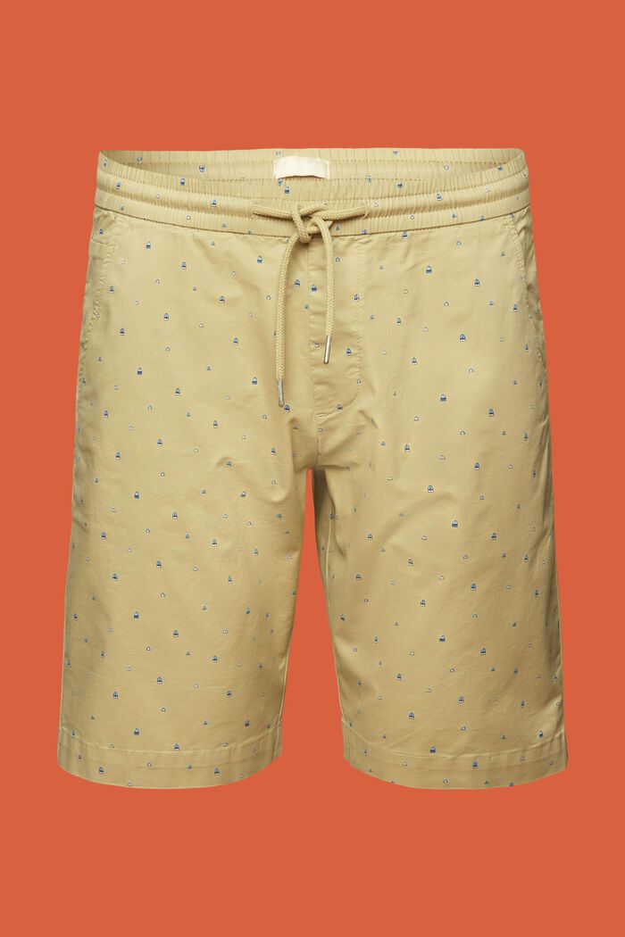 Mönstrade dra-på-shorts, bomullsstretch, PASTEL GREEN, detail image number 7