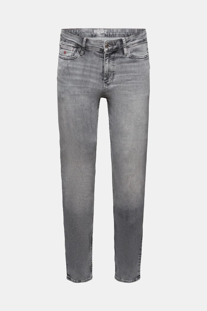 Skinny-jeans med mellanhög midja, GREY LIGHT WASHED, detail image number 7