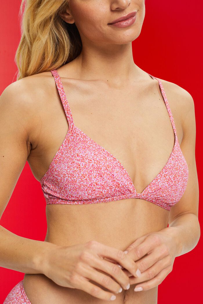 Vadderad mönstrad bikiniöverdel, PINK, detail image number 1