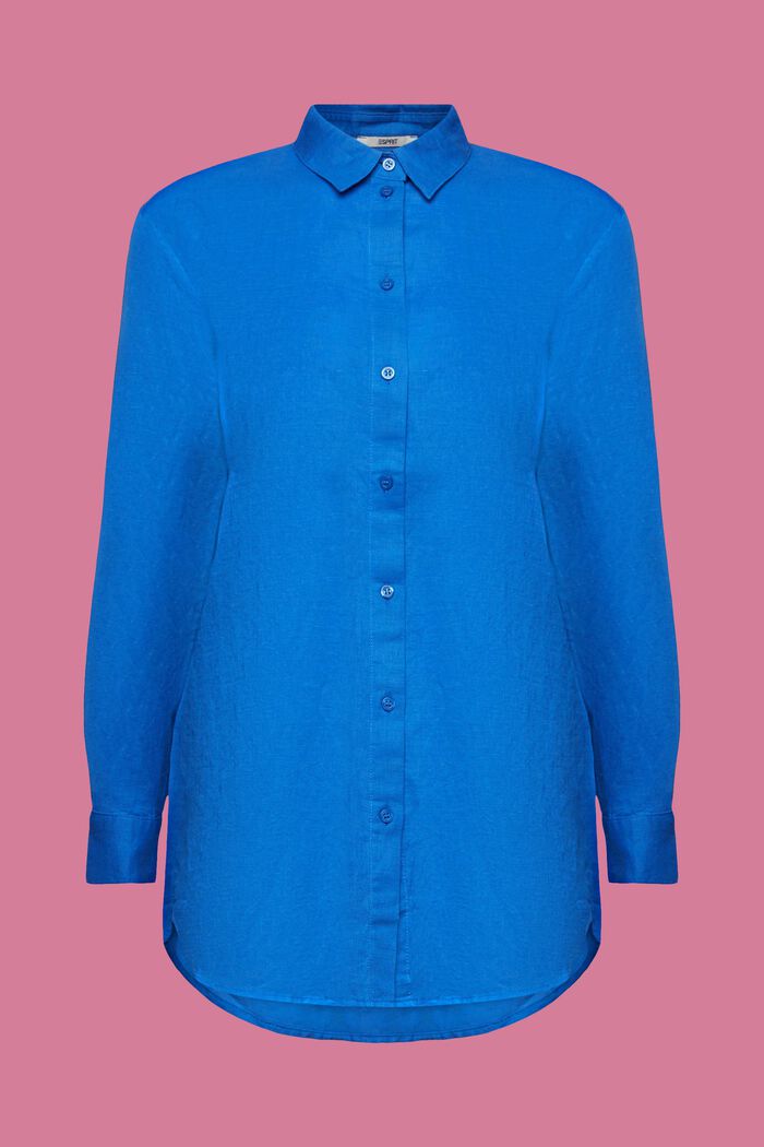 Skjorta i mix av linne och bomull, BRIGHT BLUE, detail image number 6