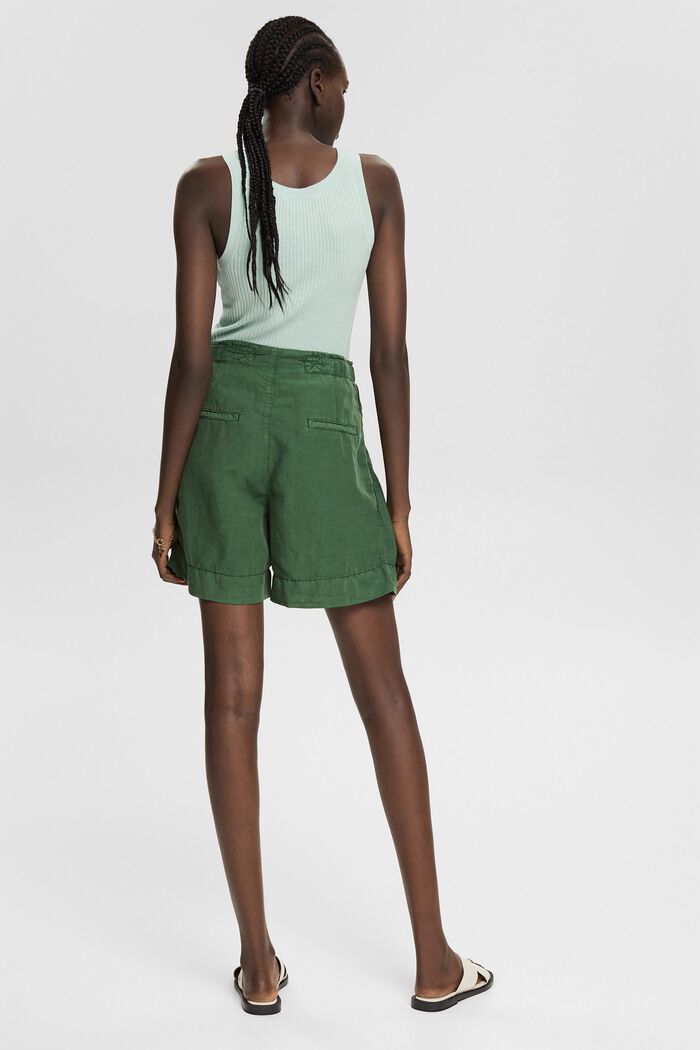 Med linne: shorts med knappgylf, DARK GREEN, detail image number 2
