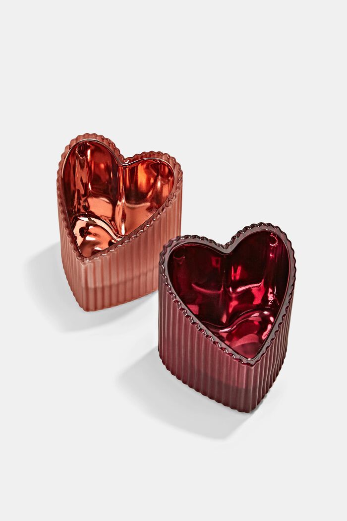 Set med 2 hjärtformade ljusglas, RED, detail image number 3