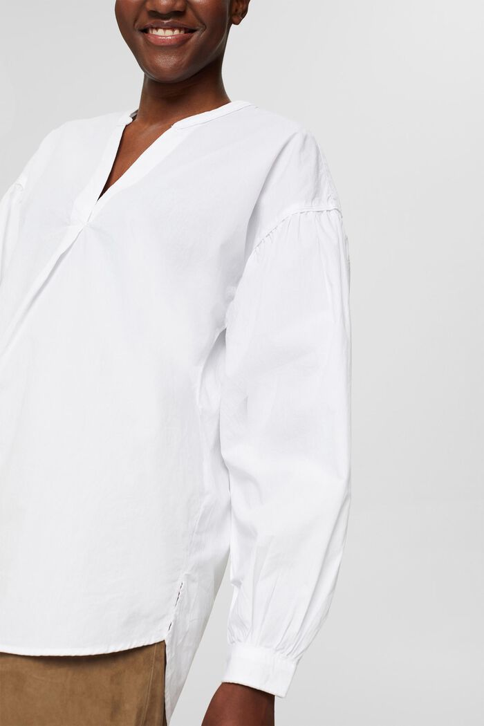Skjortblus i 100% bomull, WHITE, detail image number 0