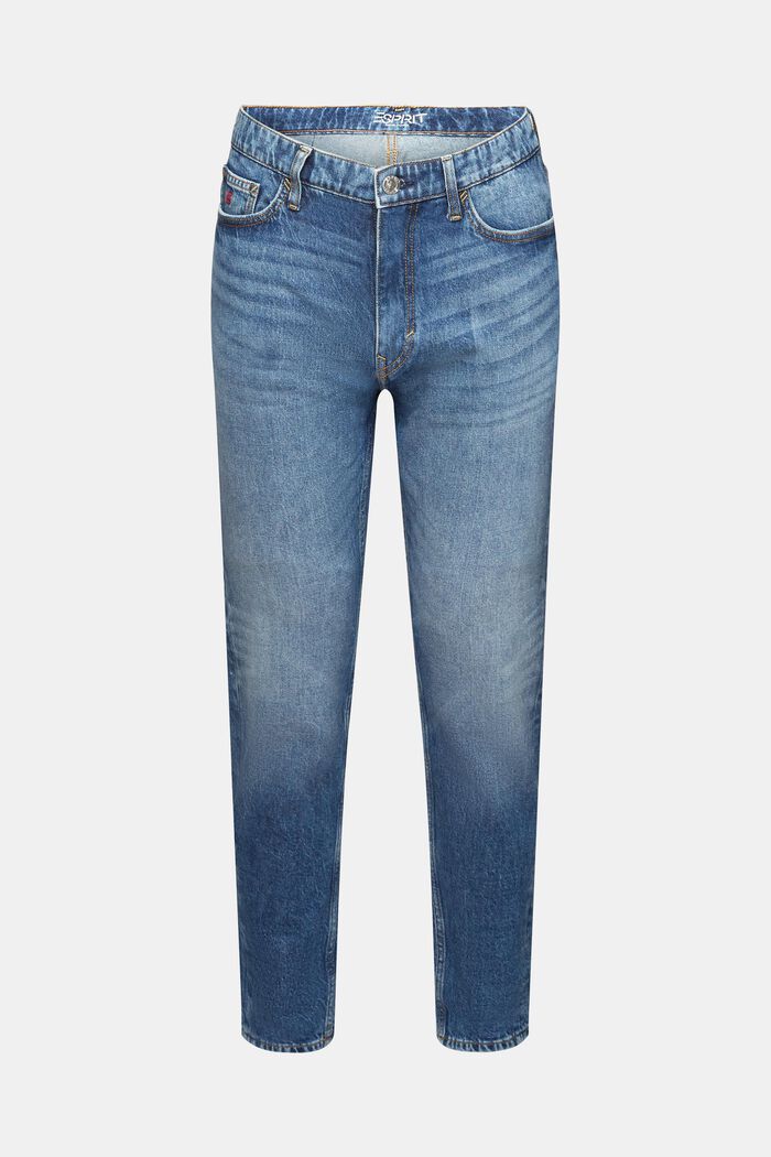 Regular avsmalnande jeans med medelhög midja, BLUE MEDIUM WASHED, detail image number 7
