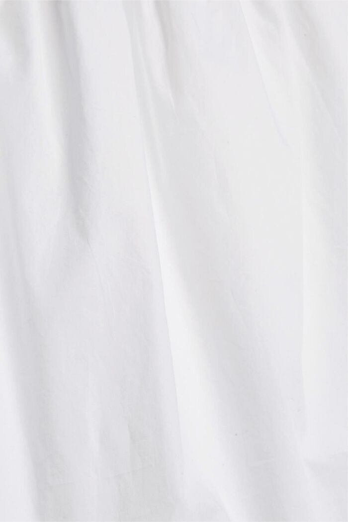 Blus med rysch i bomull, WHITE, detail image number 4