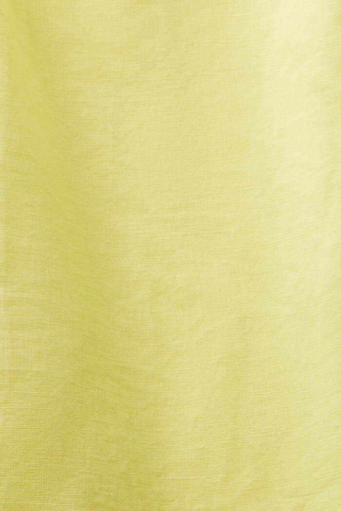 Ärmlös smockad blus i linne-bomull, PASTEL YELLOW, detail image number 5