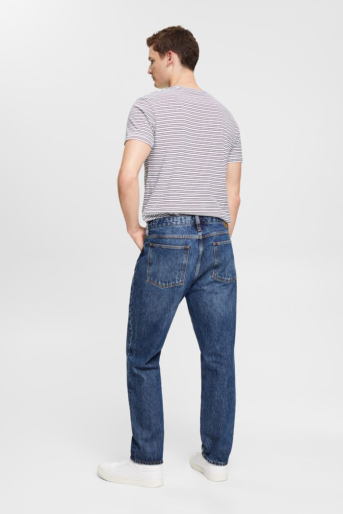 Jeans med raka ben i hållbar bomull, BLUE DARK WASHED, detail image number 3