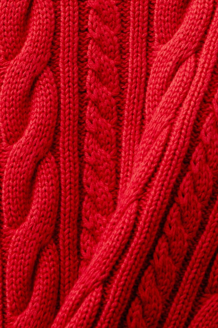 Kabelstickad bomullströja, DARK RED, detail image number 5