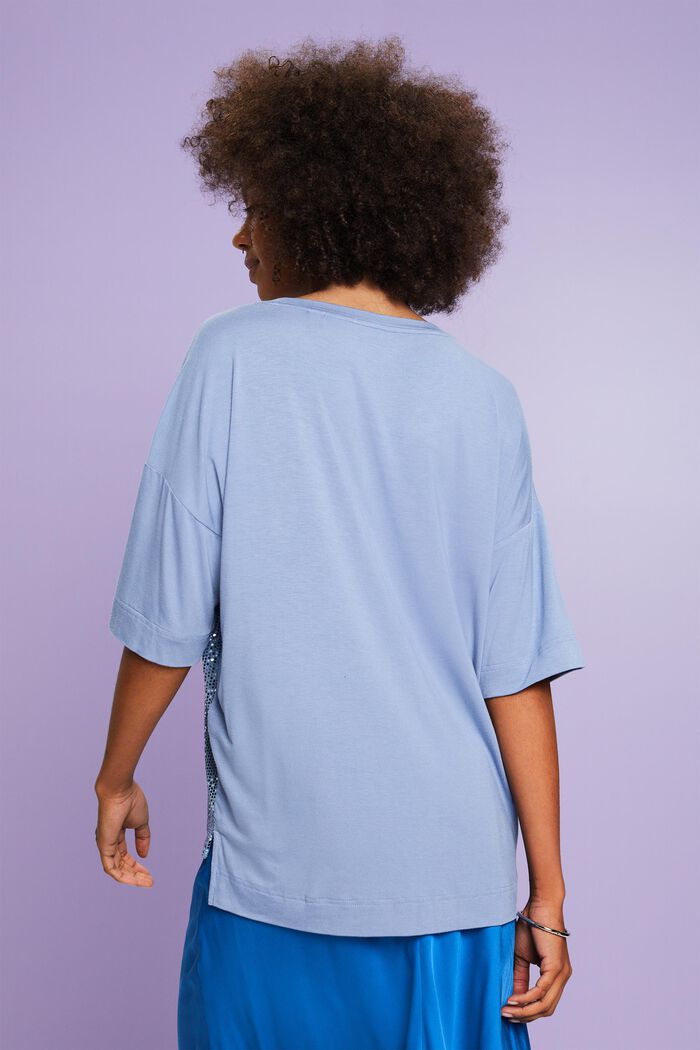 Oversized T-shirt med paljettapplikationer, BLUE LAVENDER, detail image number 2