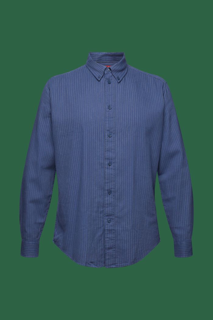 Kritstrecksrandig skjorta i bomullsflanell, GREY BLUE, detail image number 7