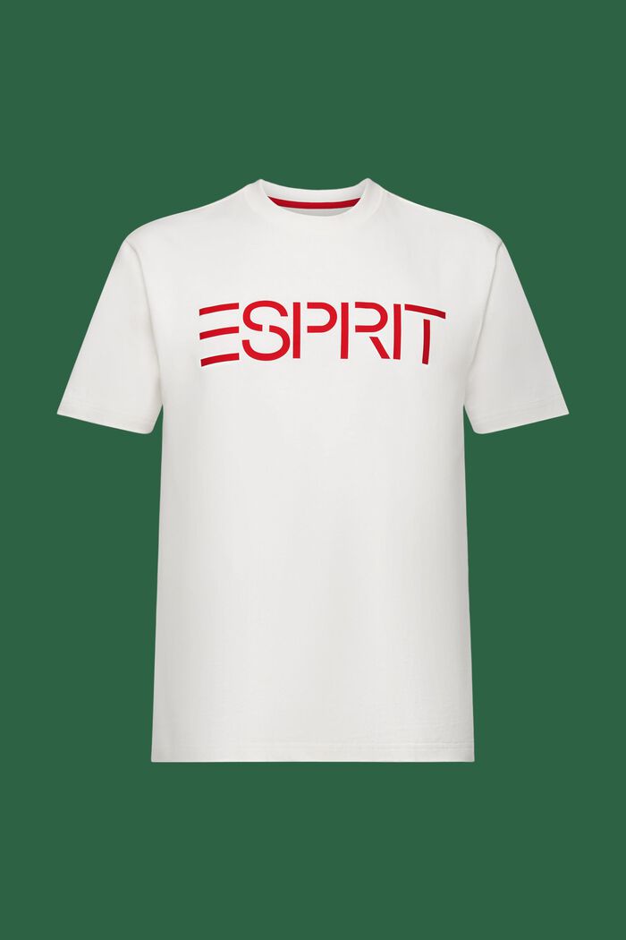 T-shirt i bomullsjersey med logo, unisexmodell, OFF WHITE, detail image number 7