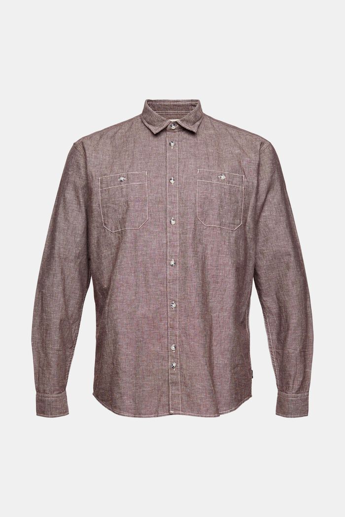 Med linne: melerad skjorta , BROWN, overview