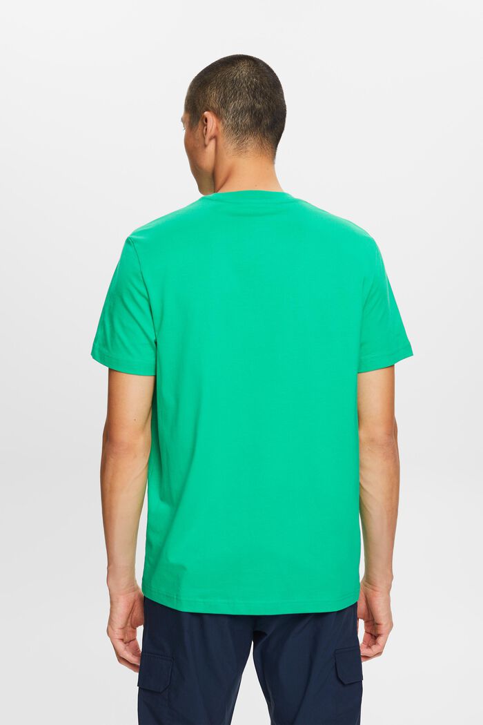 T-shirt i pimabomull-jersey med rund ringning, GREEN, detail image number 3