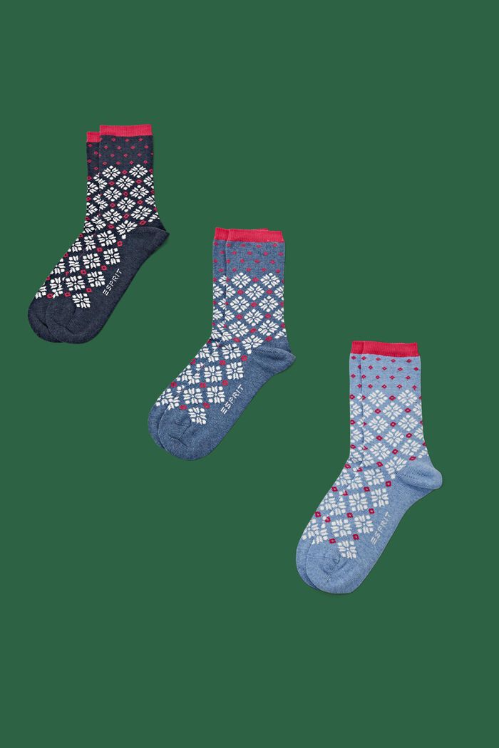 3-Pack grovstickade sockor, NAVY/LIGHT BLUE, detail image number 0