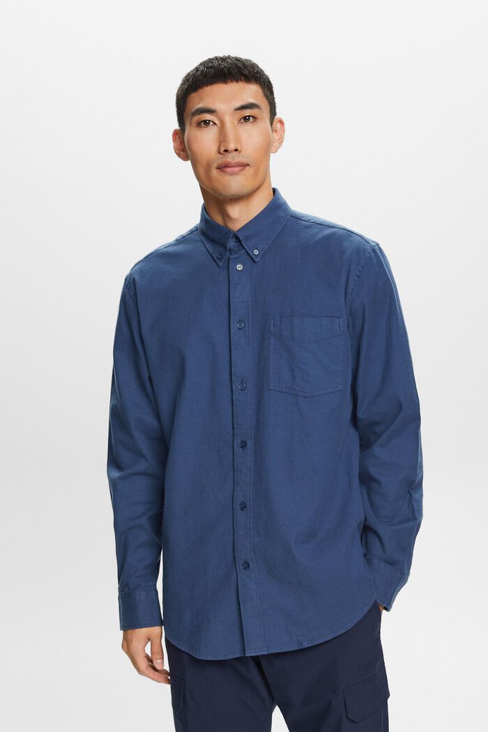 Skjorta i twill med normal passform, GREY BLUE, detail image number 2