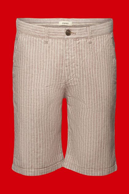 Randiga chino-shorts, bomull-linnemix