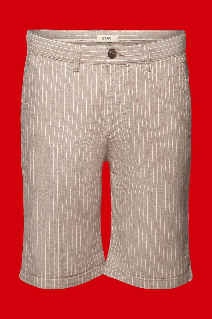 Randiga chino-shorts, bomull-linnemix, BEIGE, detail image number 9