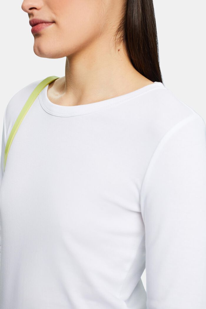 Långärmad T-shirt i bomullsjersey, WHITE, detail image number 3