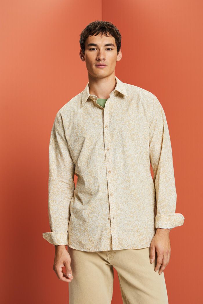 Mönstrad skjorta, 100% bomull, SAND, detail image number 0
