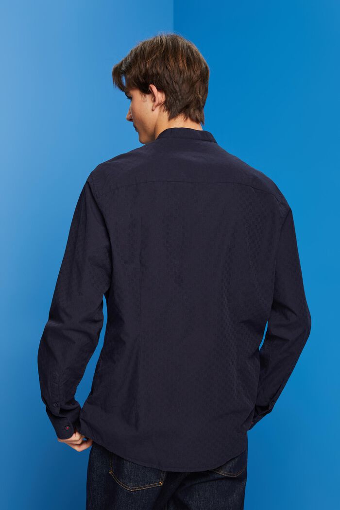 Strukturerad skjorta med smal passform med ståkrage, NAVY, detail image number 3