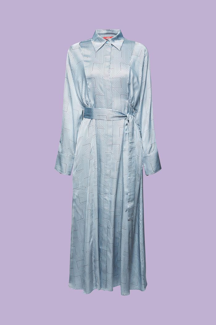 Midiklänning i charmeuse med skärp, LIGHT BLUE LAVENDER, detail image number 7