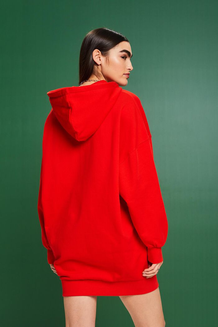 Oversized sweatshirtklänning med huva, RED, detail image number 2