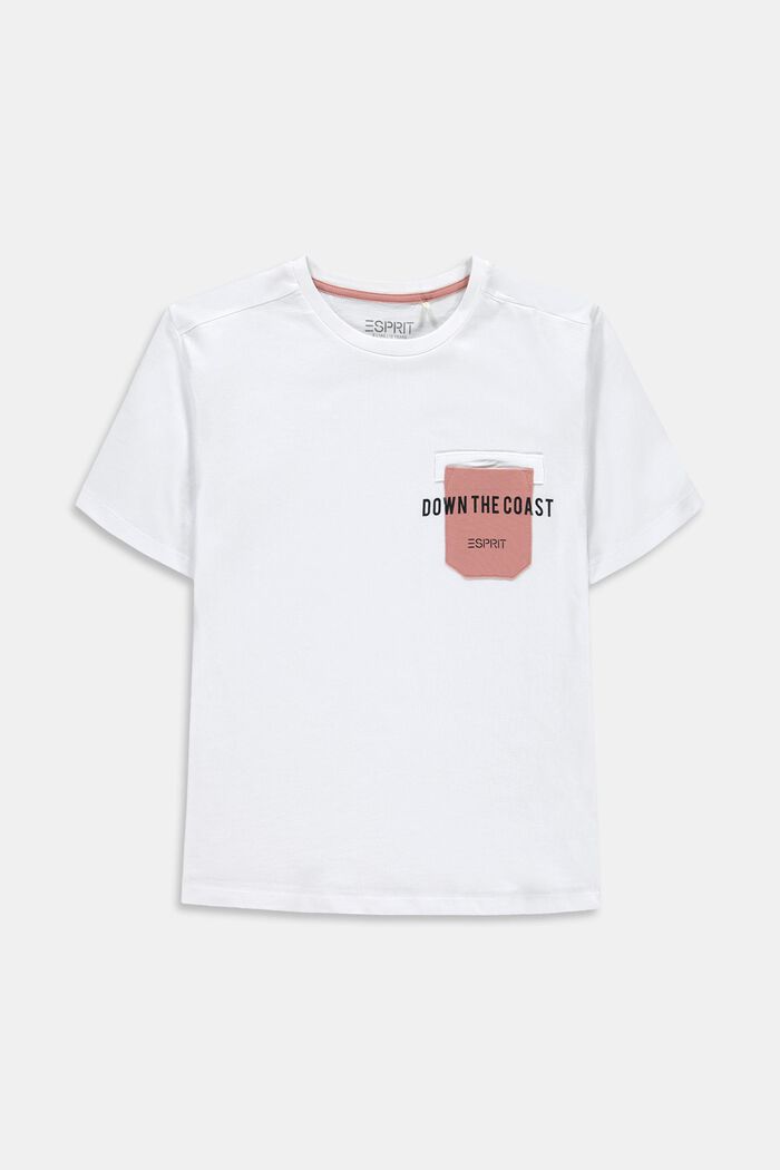T-shirt med bröstficka, 100% bomull, WHITE, detail image number 0