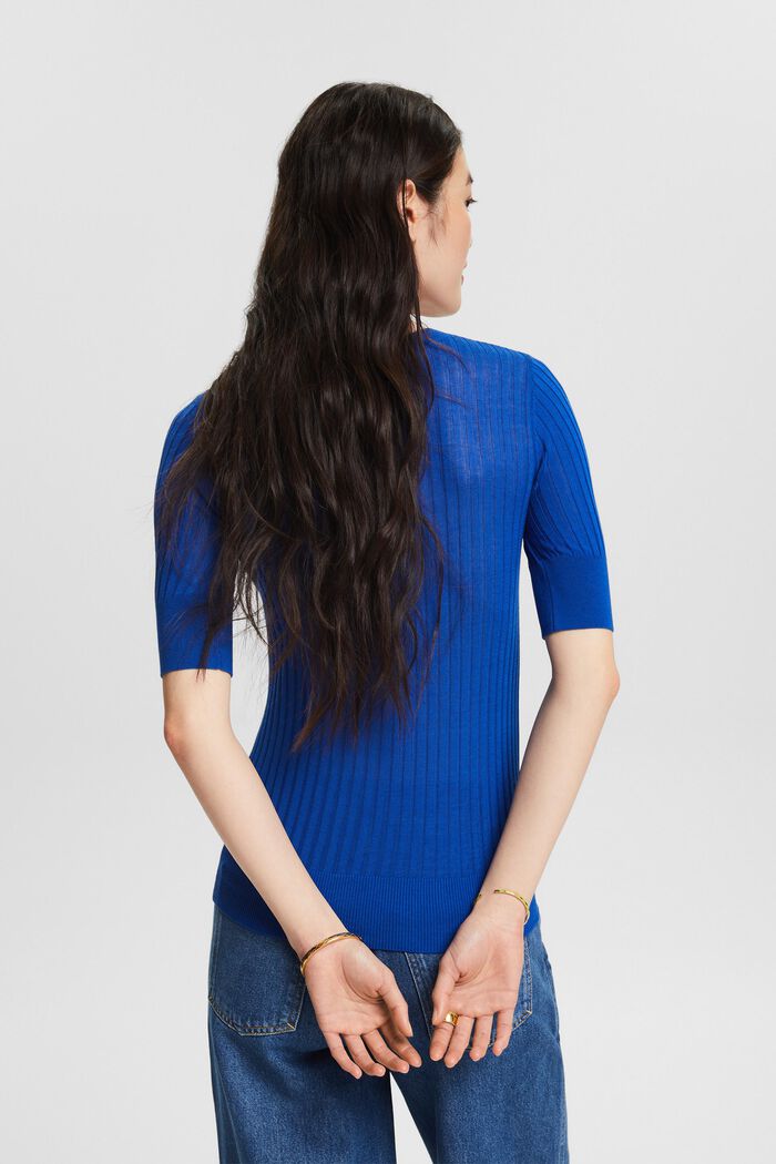 Ribbstickad tröja, BRIGHT BLUE, detail image number 2