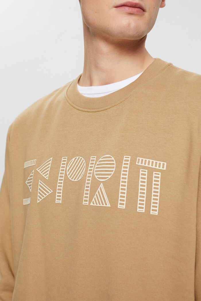 Sweatshirt med logotryck, KHAKI BEIGE, detail image number 2