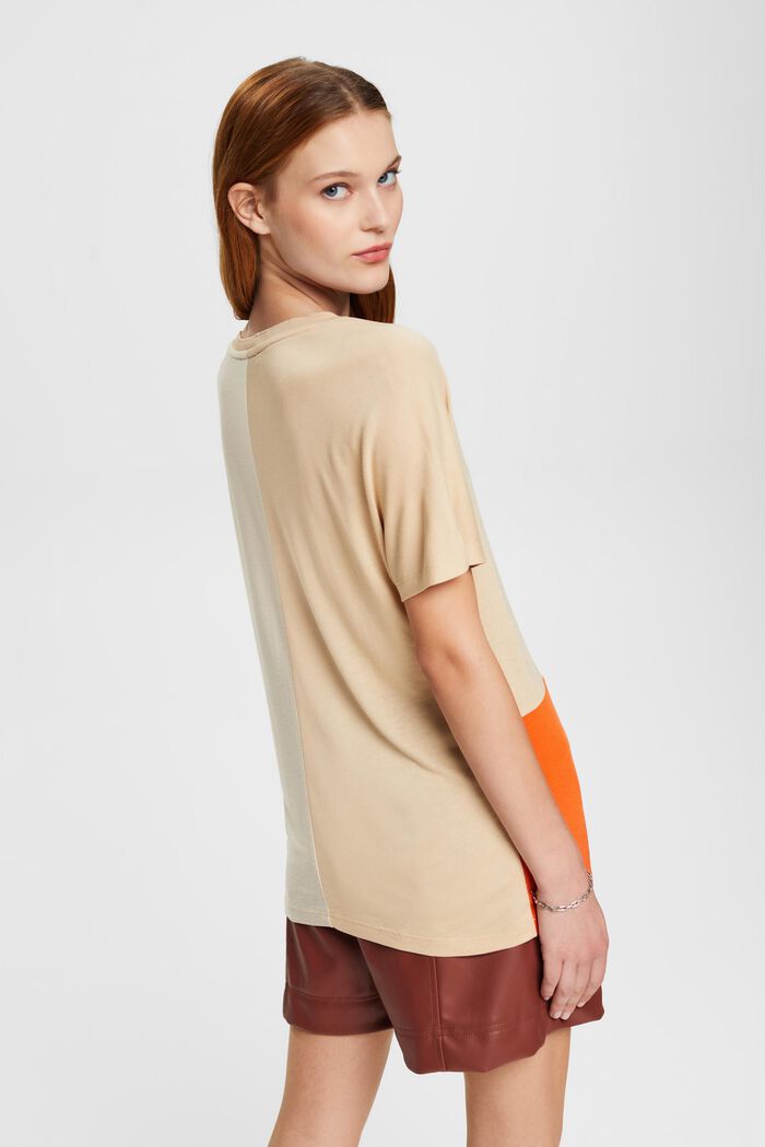 T-shirt med färgblock, LENZING™ ECOVERO™, CREAM BEIGE, detail image number 4