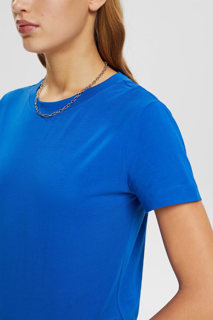 Bomulls-T-shirt med rund ringning, BLUE, detail image number 2