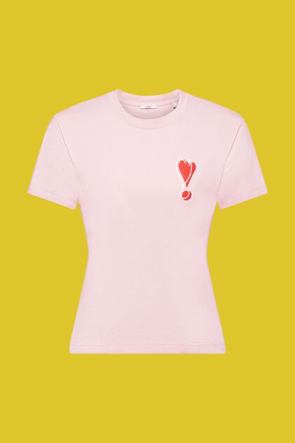 Bomulls-T-shirt med broderad hjärtmotiv