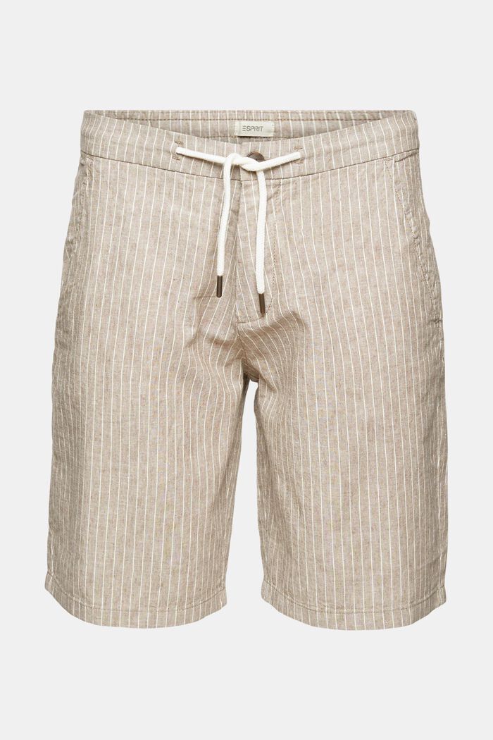 Med linne: shorts med kritstrecksränder, BEIGE, detail image number 6