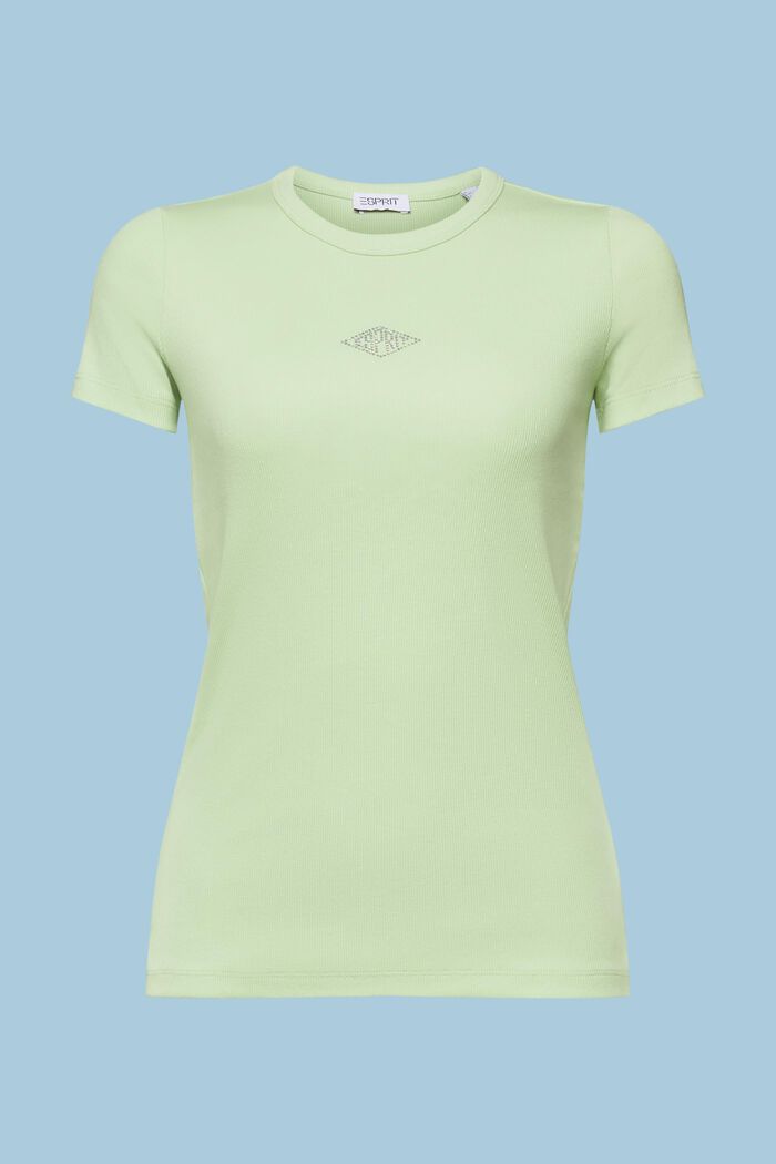 T-shirt med strasslogo, LIGHT GREEN, detail image number 7