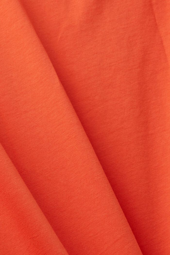 Bomulls-T-shirt i smal modell med tryck fram, ORANGE RED, detail image number 4
