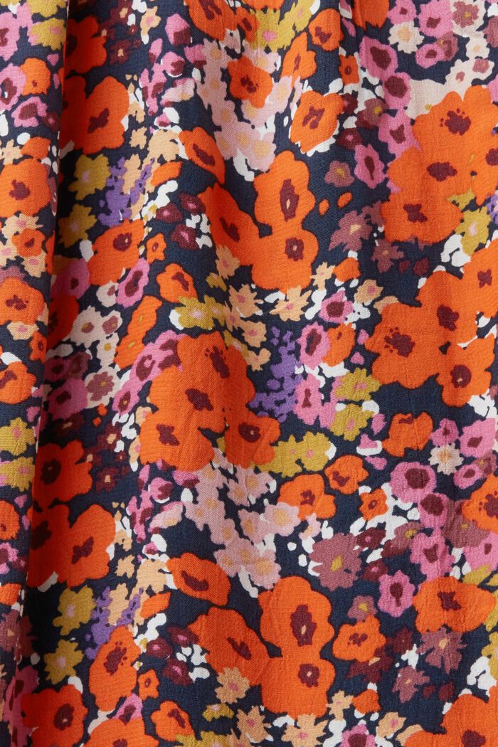 Kortärmad midiklänning med blommönster, NAVY, detail image number 4