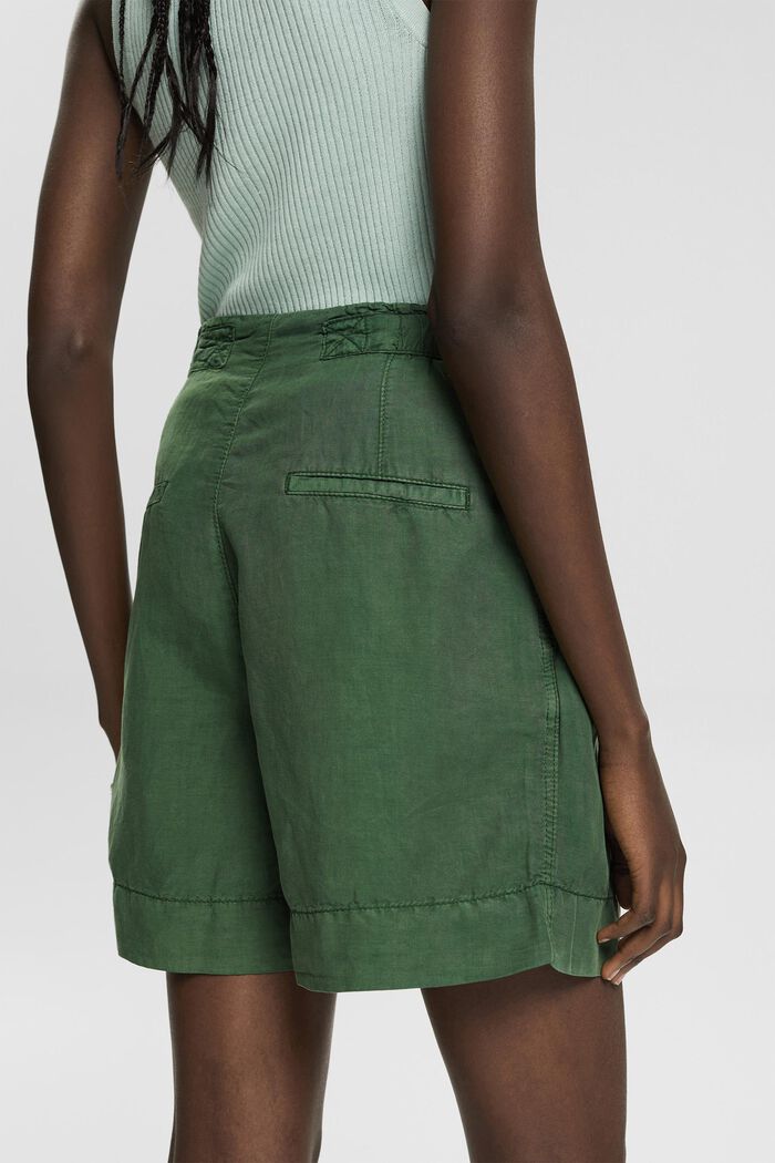 Med linne: shorts med knappgylf, DARK GREEN, detail image number 6