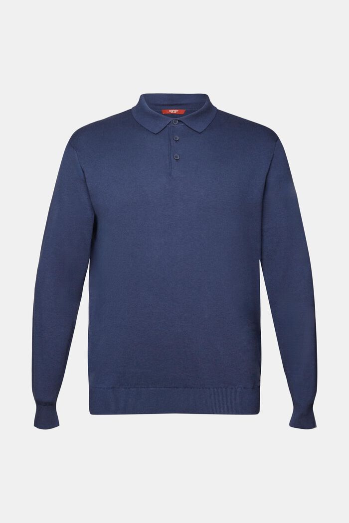 Stickad tröja med tenniskrage, TENCEL™, GREY BLUE, detail image number 5