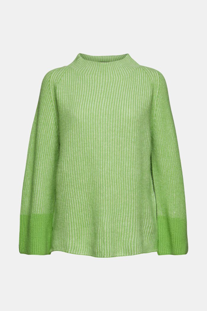 Ribbstickad tröja i ullmix med alpacka, GREEN, detail image number 8