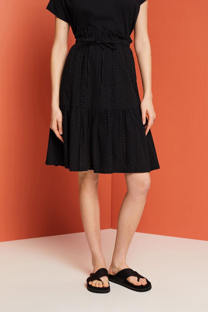 Broderad kjol, LENZING™ ECOVERO™, BLACK, detail image number 0