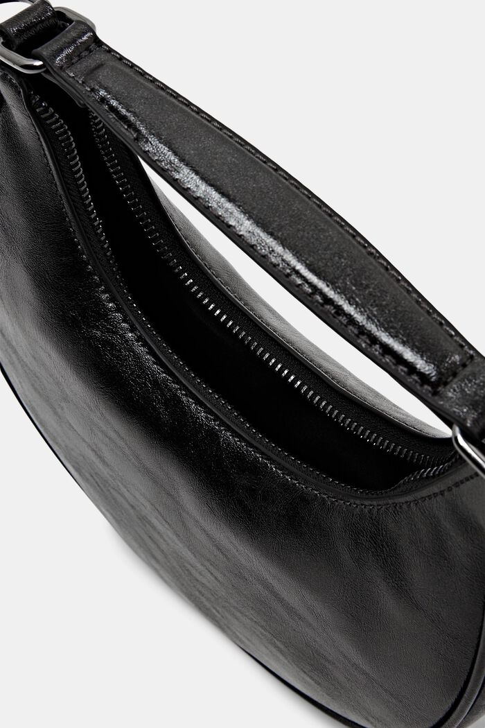 Halvmåneformad väska i skinnimitation, BLACK, detail image number 3