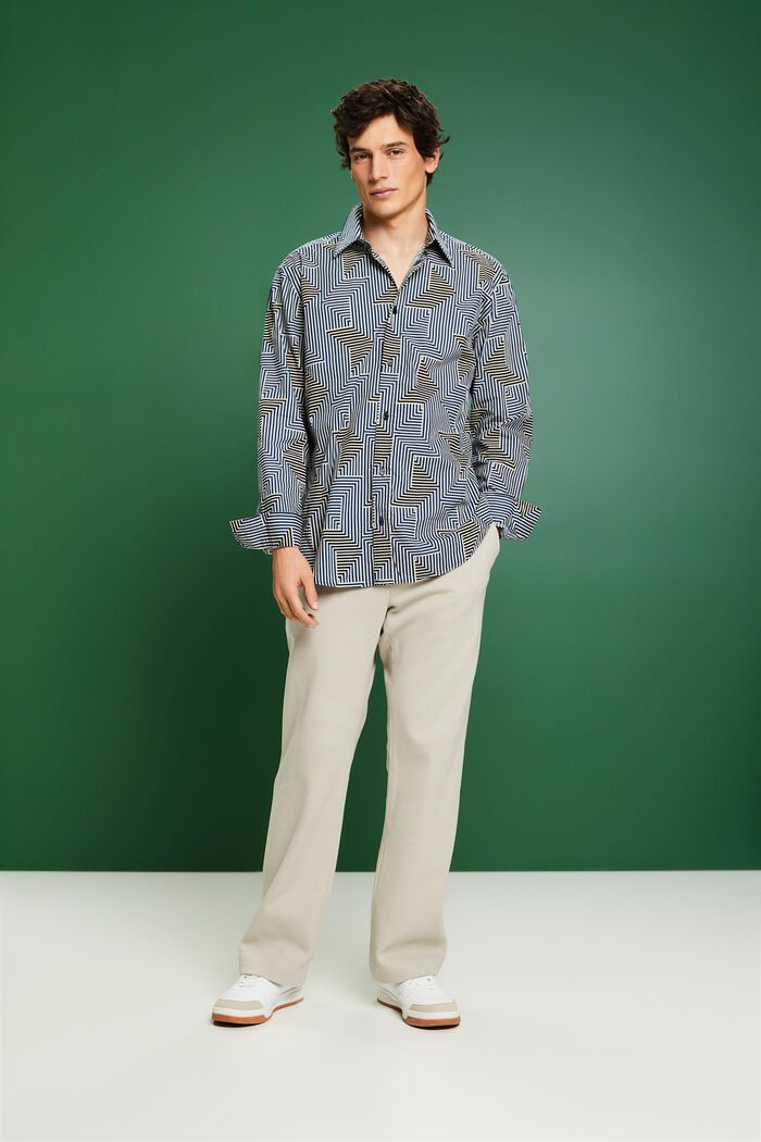 Skjorta med geometriskt tryck och normal passform, BRIGHT BLUE, detail image number 1