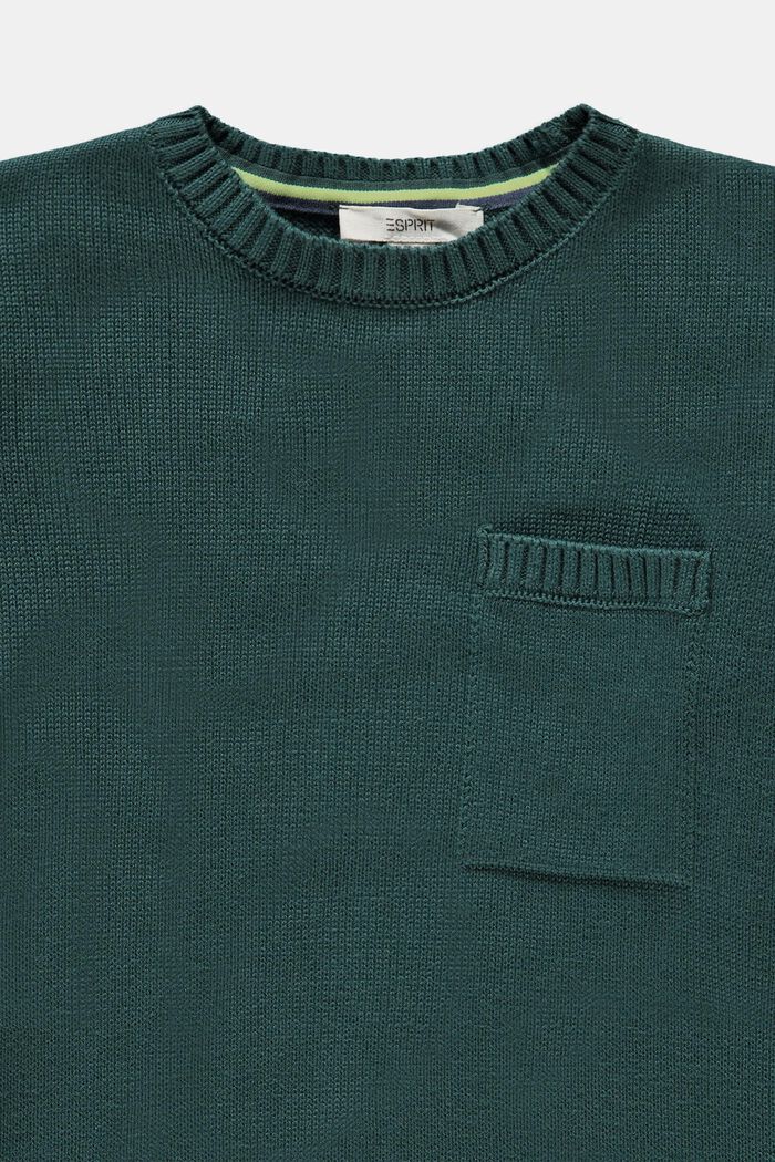 Stickad tröja med ficka, TEAL GREEN, detail image number 2