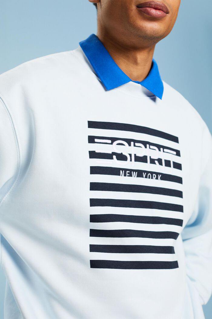 Sweatshirt med rund ringning och logo, PASTEL BLUE, detail image number 3