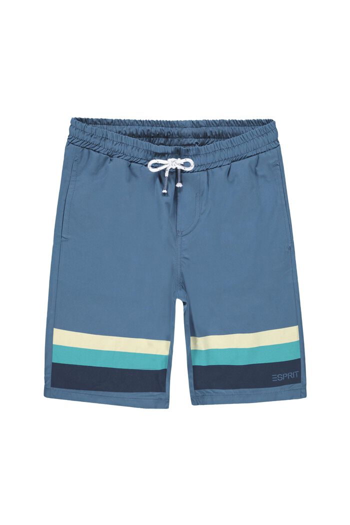 Shorts med randiga detaljer, 100% bomull, GREY BLUE, detail image number 3