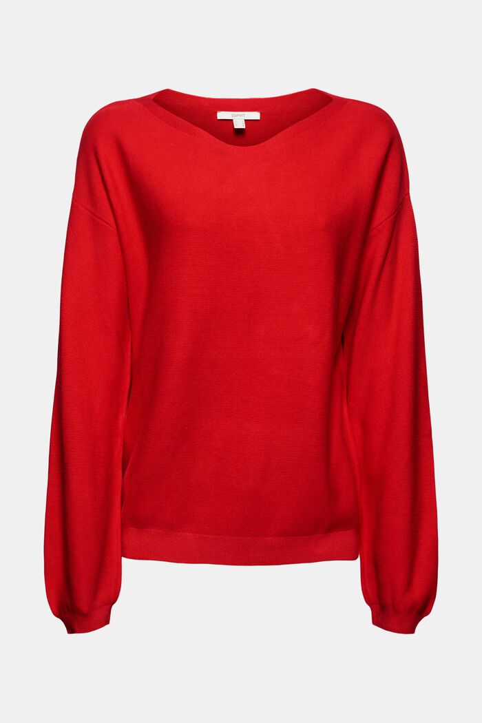 Stickad tröja av 100% ekobomull, RED, detail image number 0